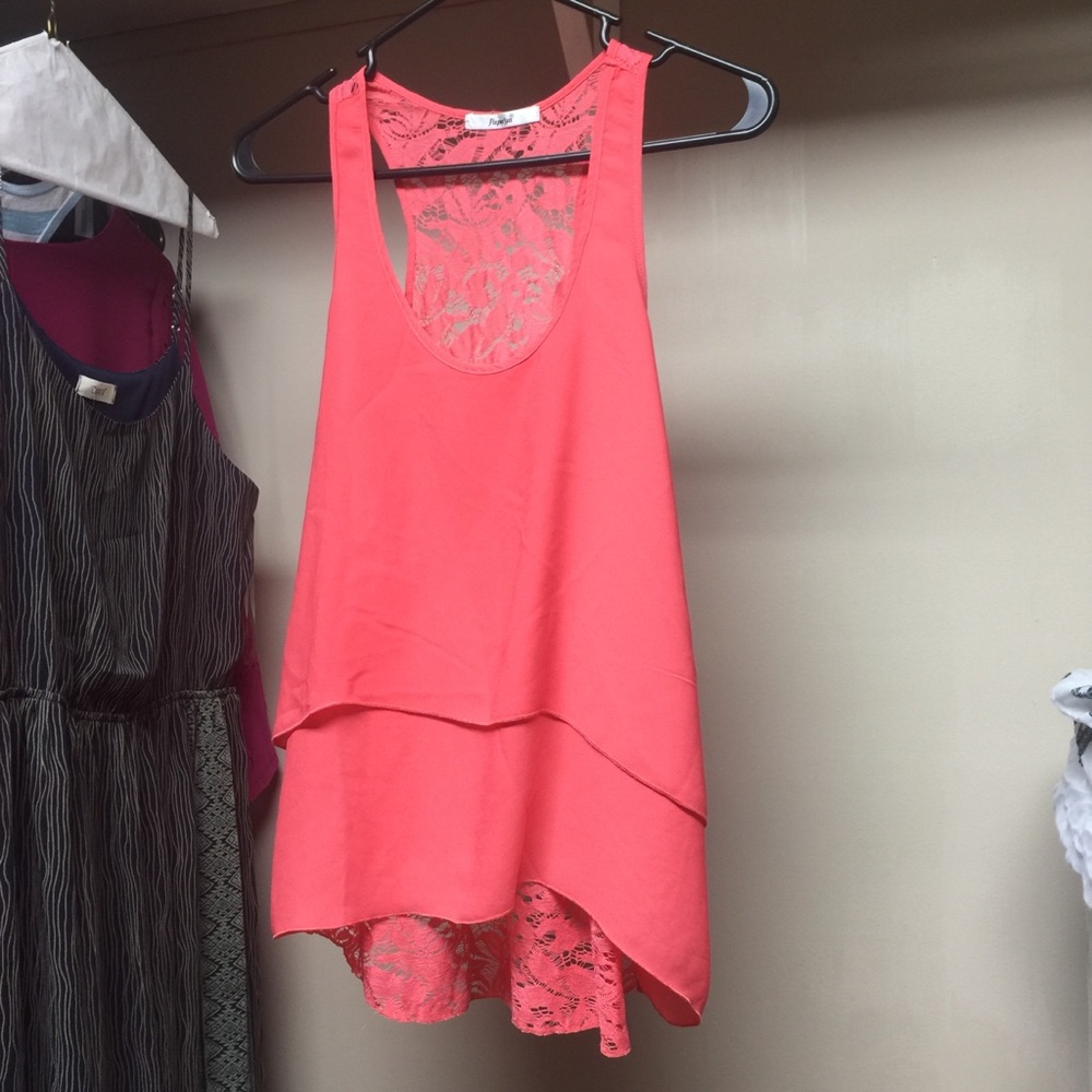 PAPAYA Corral Razorback Crochet back Tank Top